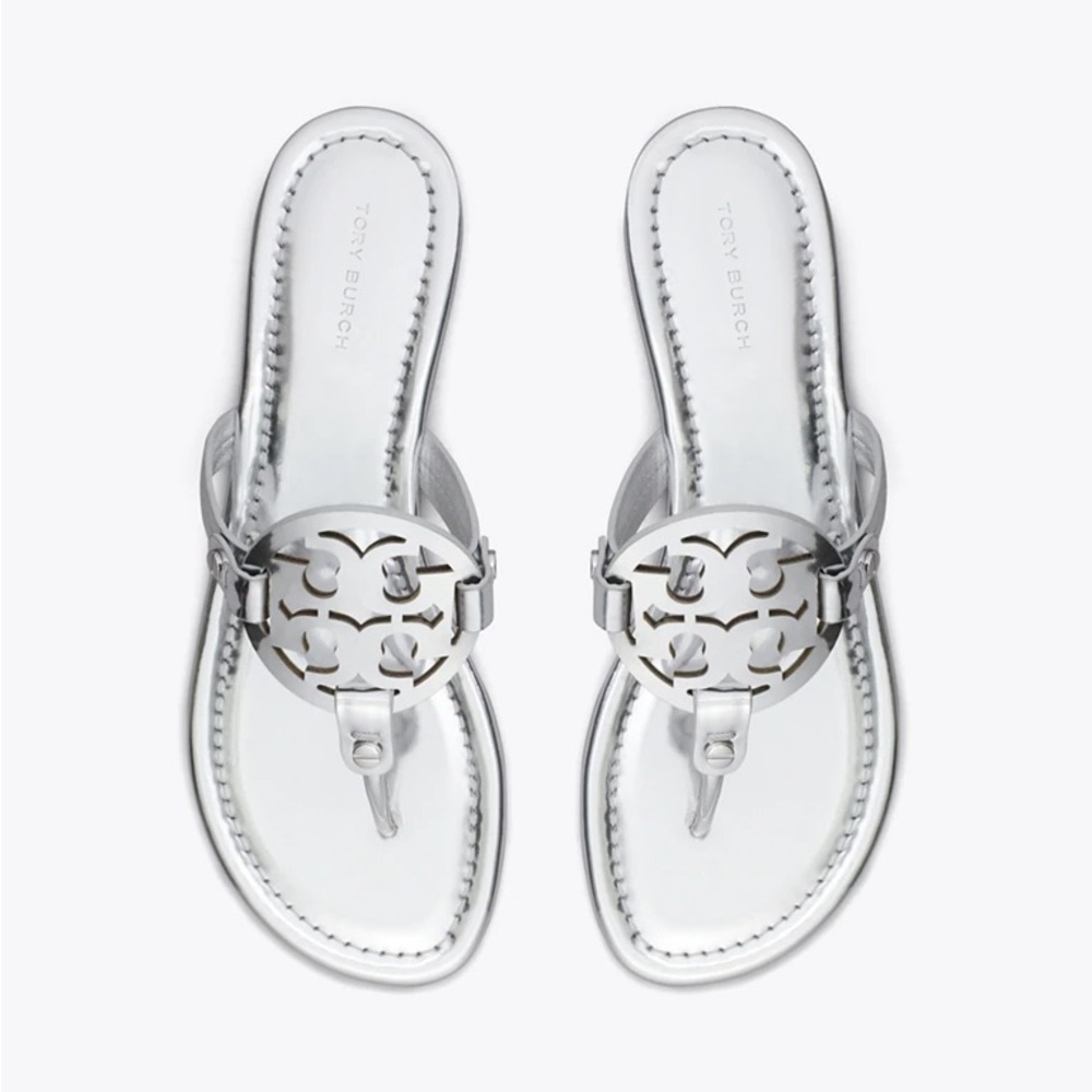Tory Burch Miller Metallic Silver Sandals size 7